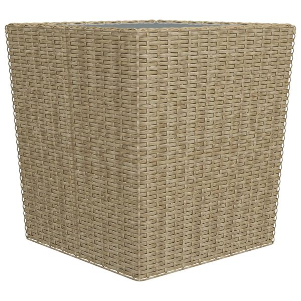 vidaXL 3 Piece Bistro Set Poly Rattan and Tempered Glass Beige