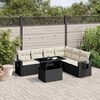 vidaXL 7 Piece Garden Sofa Set with Cushions Black Poly Rattan