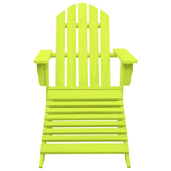 vidaXL Garden Adirondack Chair with Ottoman Solid Fir Wood Green