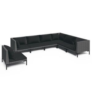 vidaXL 7 Piece Garden Lounge Set with Cushions Poly Rattan Dark Grey