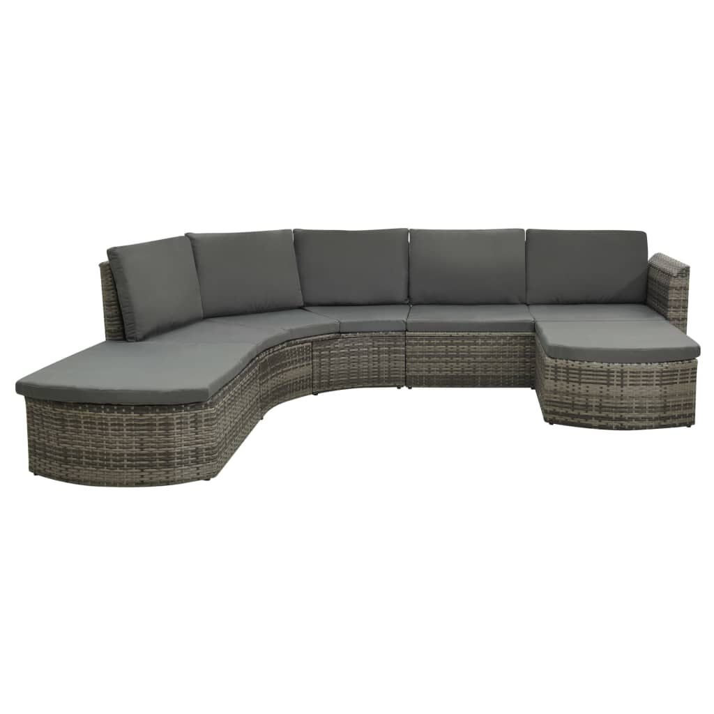 vidaXL 4 Piece Garden Lounge Set with Cushions Poly Rattan Grey