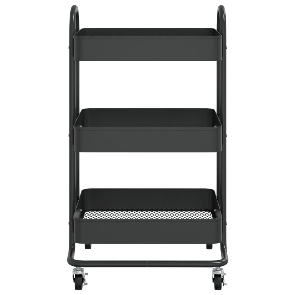 vidaXL 3-Tier Trolley Black 43x34x79 cm Steel