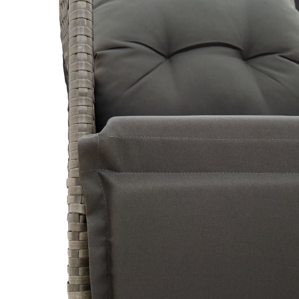 vidaXL 3 Piece Bistro Set with Cushions Grey Poly Rattan