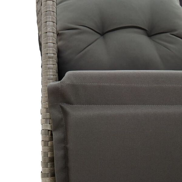 vidaXL 3 Piece Bistro Set with Cushions Grey Poly Rattan