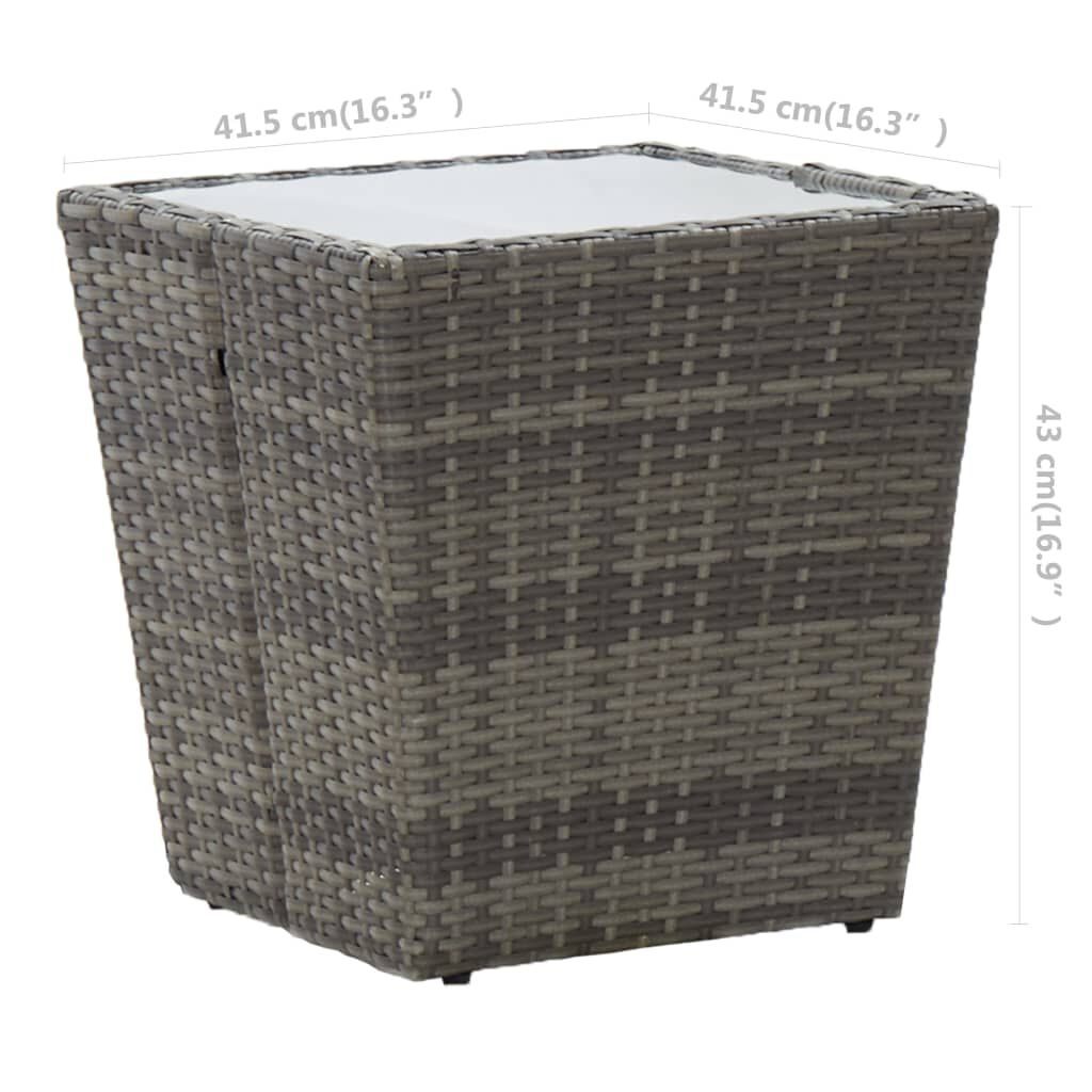 vidaXL 3 Piece Garden Bistro Set Poly Rattan and Glass Grey