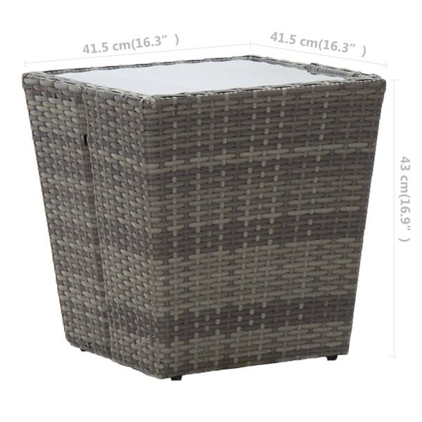 vidaXL 3 Piece Garden Bistro Set Poly Rattan and Glass Grey