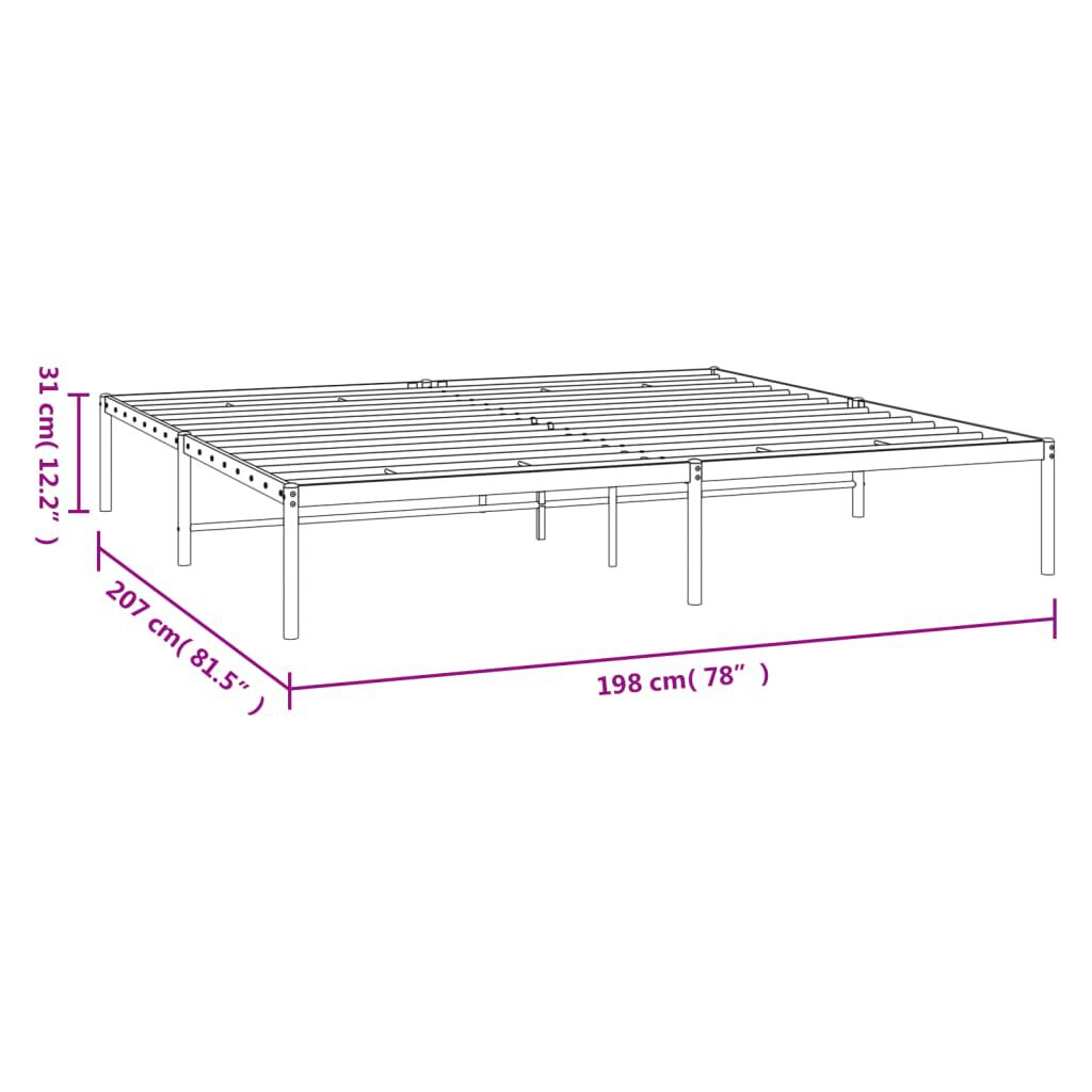 vidaXL Metal Bed Frame without Mattress Black 193x203cm