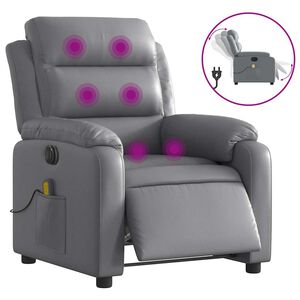 vidaXL Electric Massage Recliner Chair Grey Faux Leather