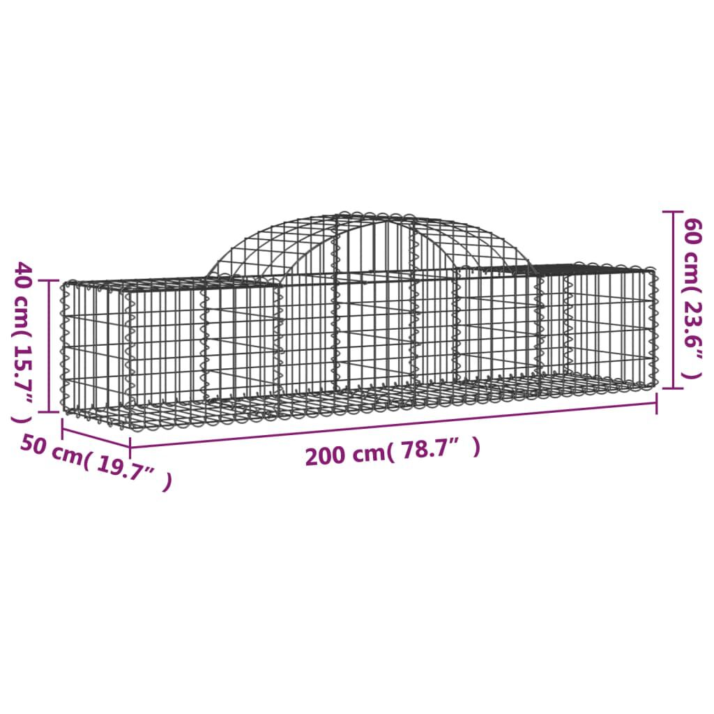 vidaXL Arched Gabion Baskets 3 pcs 200x50x40/60 cm Galvanised Iron