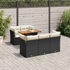 vidaXL 6 Piece Garden Sofa Set with Cushions Black Poly Rattan