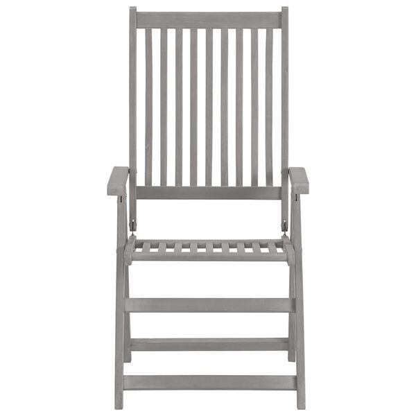 vidaXL Garden Reclining Chairs with Cushions 8 pcs Grey Solid Wood Acacia