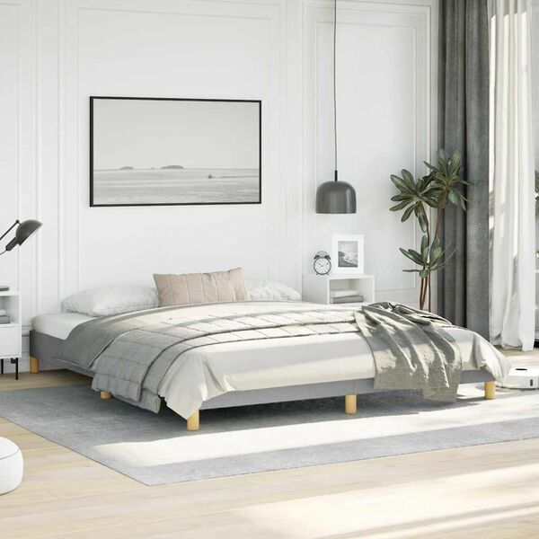 vidaXL Bed Frame without Mattress Light Grey California King Fabric