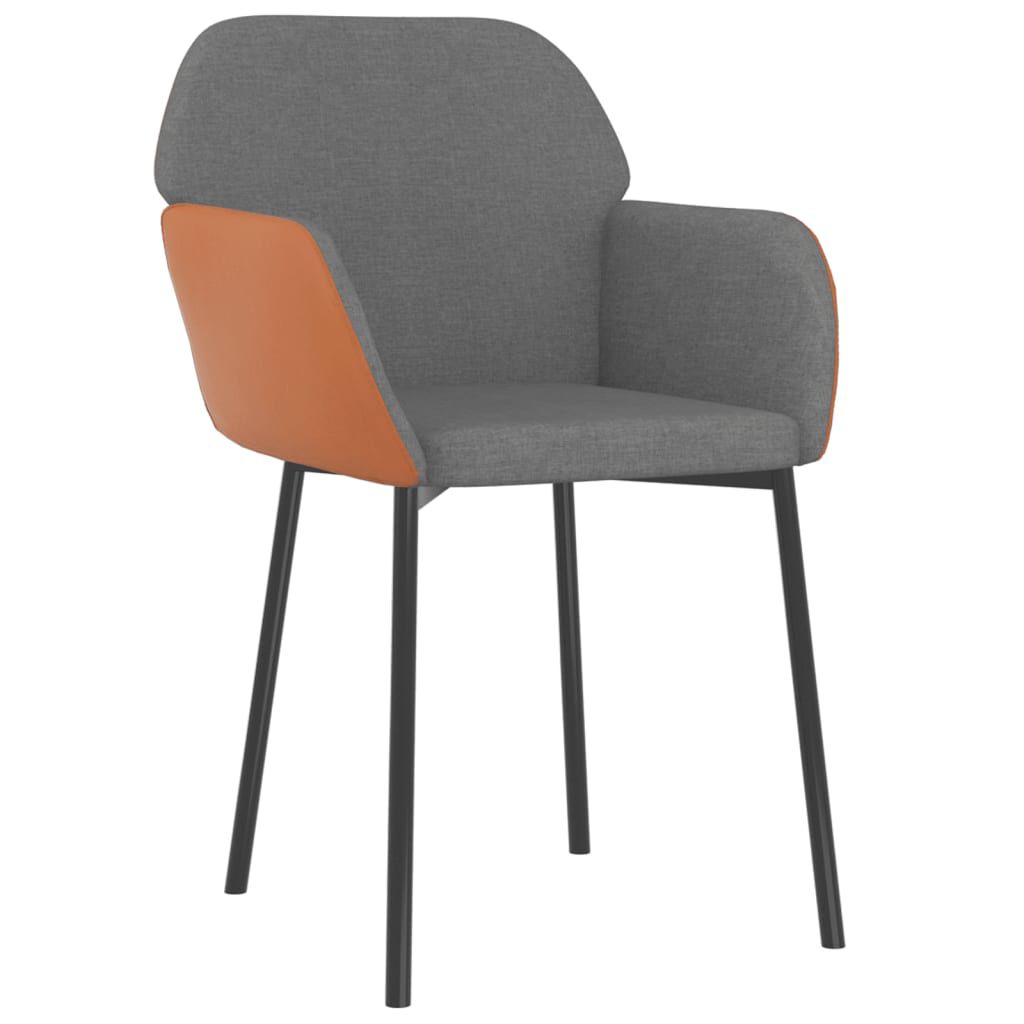 vidaXL Dining Chairs 2 pcs Light Grey Fabric and Faux Leather