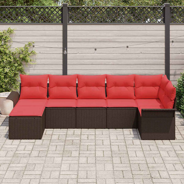 vidaXL Garden Sofa Set with Cushion Brown Poly Rattan