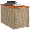 vidaXL Garden Side Tables 2pcs Beige 55x34x37cm Poly Rattan Solid Wood