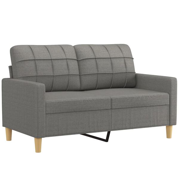 vidaXL 2-Seater Sofa with Pillows&Cushions Dark Grey 120 cm Fabric