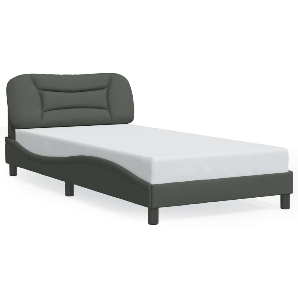 vidaXL Bed Frame without Mattress Dark Grey 100x190 cm Fabric