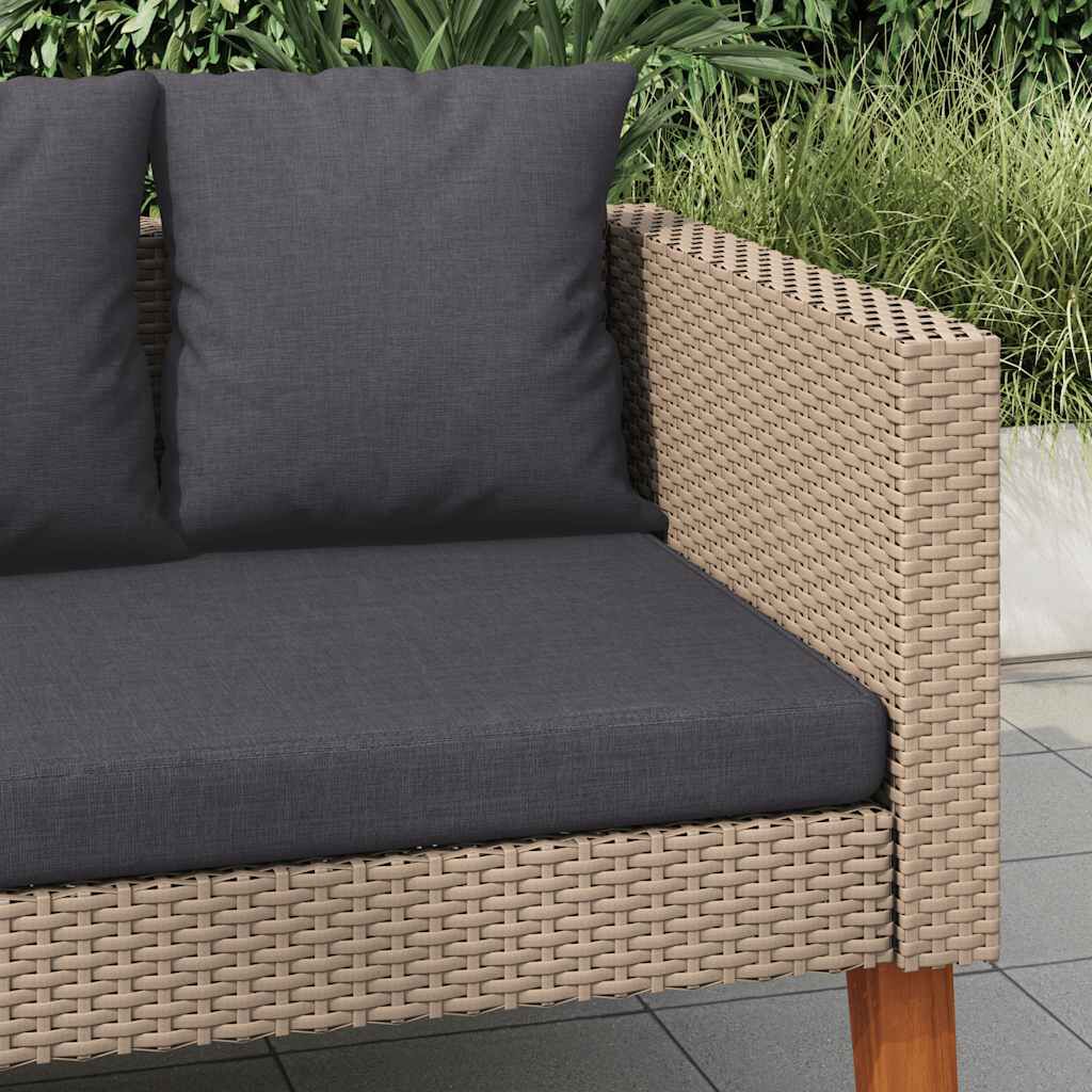 vidaXL 2-Seater Garden Sofa with Cushions Poly Rattan Beige