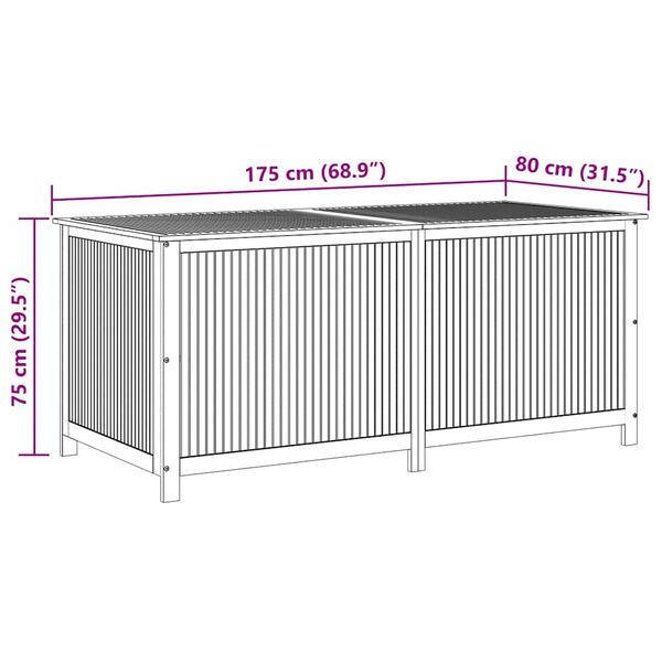 vidaXL Garden Storage Box 175x80x75 cm Solid Acacia Wood