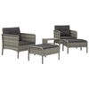 vidaXL 5 Piece Garden Lounge Set with Cushions Grey Poly Rattan