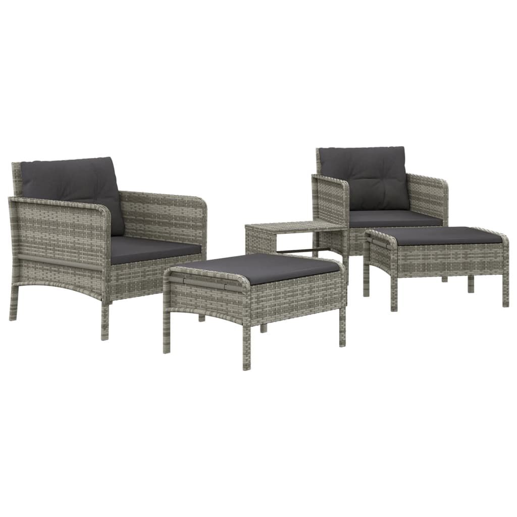 vidaXL 5 Piece Garden Lounge Set with Cushions Grey Poly Rattan