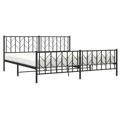 vidaXL Metal Bed Frame without Mattress with Footboard Black 193x203 cm