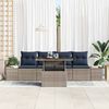 vidaXL Sofa Set with Cushion 5 pcs Grey and Navy Blue Poly Rattan
