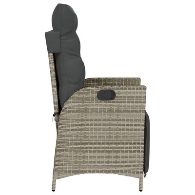 vidaXL 3 Piece Bistro Set with Cushions Grey Poly Rattan