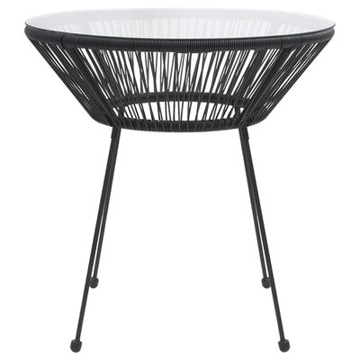 vidaXL Garden Dining Table Black Ø70x74 cm Rattan and Glass