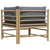 vidaXL Garden Corner Sofa with Dark Grey Cushions Bamboo