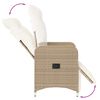 vidaXL Reclining Garden Chair with Cushions Beige Poly Rattan