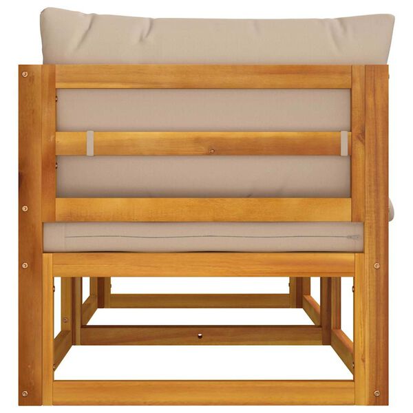 vidaXL Sectional Corner Sofas 2 pcs with Taupe Cushions Solid Wood Acacia