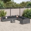 vidaXL 10 Piece Garden Sofa Set with Cushions Grey Poly Rattan