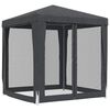 vidaXL Party Tent with 4 Mesh Sidewalls Anthracite 2x2 m HDPE