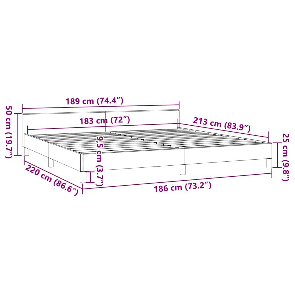 vidaXL Bed Frame without Mattress Light Grey 183x213 cm Velvet