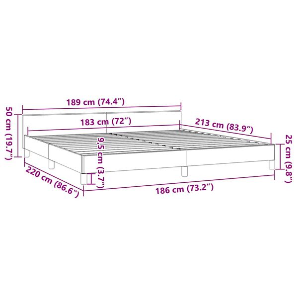 vidaXL Bed Frame without Mattress Light Grey 183x213 cm Velvet