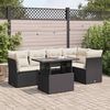 vidaXL 6 Piece Garden Sofa Set with Cushions Black Poly Rattan