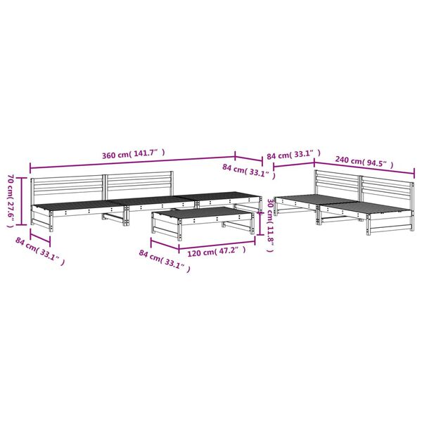 vidaXL 6 Piece Garden Lounge Set Solid Wood Pine