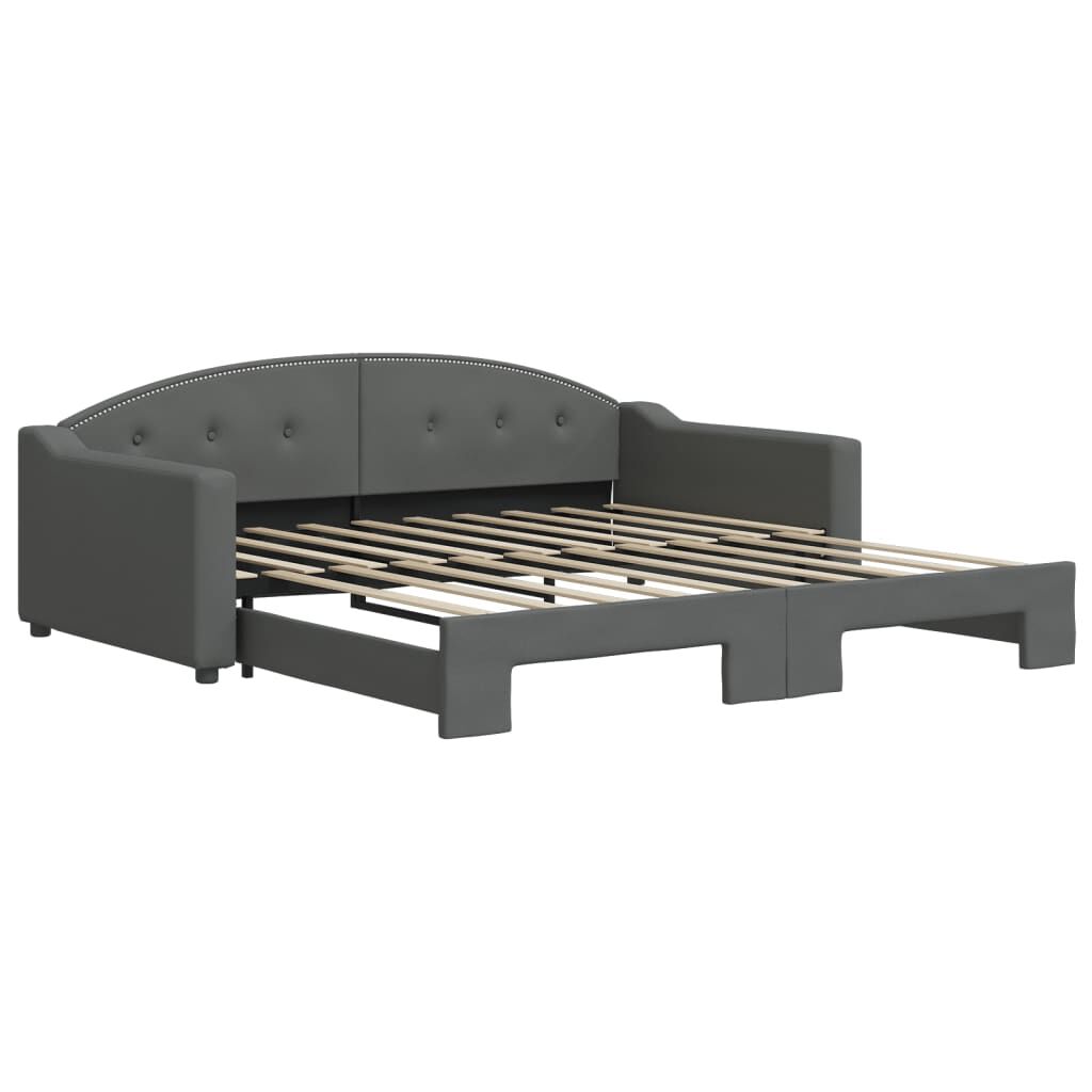 vidaXL Daybed with Trundle without Mattress Dark Grey 100x190 cm