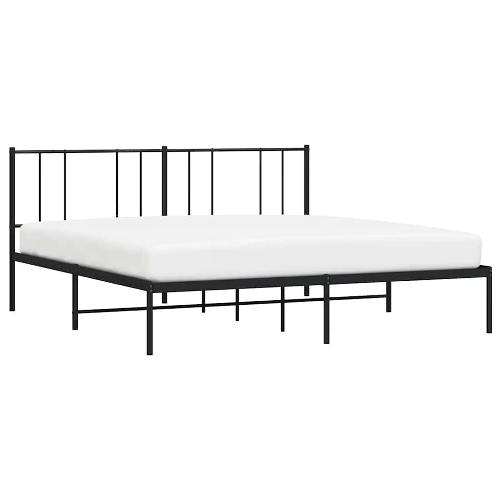 vidaXL Metal Bed Frame without Mattress with Headboard Black 183x213cm