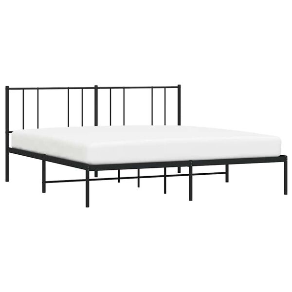 vidaXL Metal Bed Frame without Mattress with Headboard Black 183x213cm