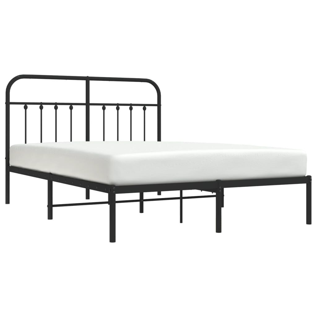 vidaXL Metal Bed Frame without Mattress with Headboard Black 135x190cm