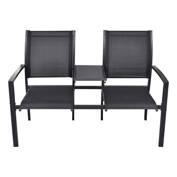 vidaXL 2 Seater Garden Bench 131 cm Steel and Textilene Black