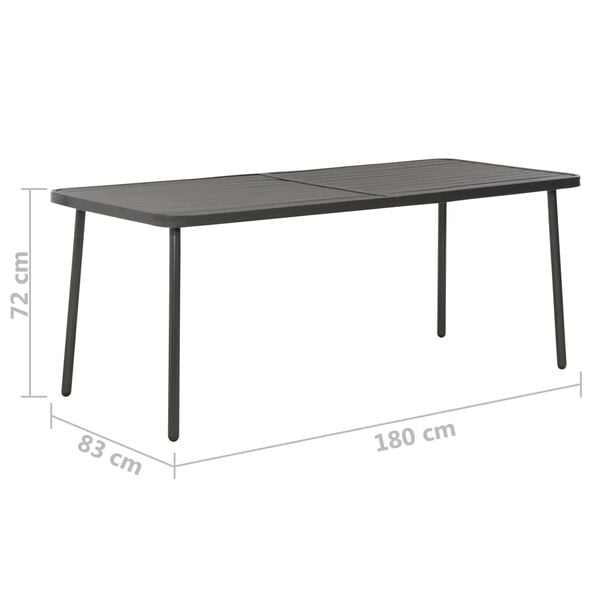 vidaXL 9 Piece Outdoor Dining Set Steel Dark Grey