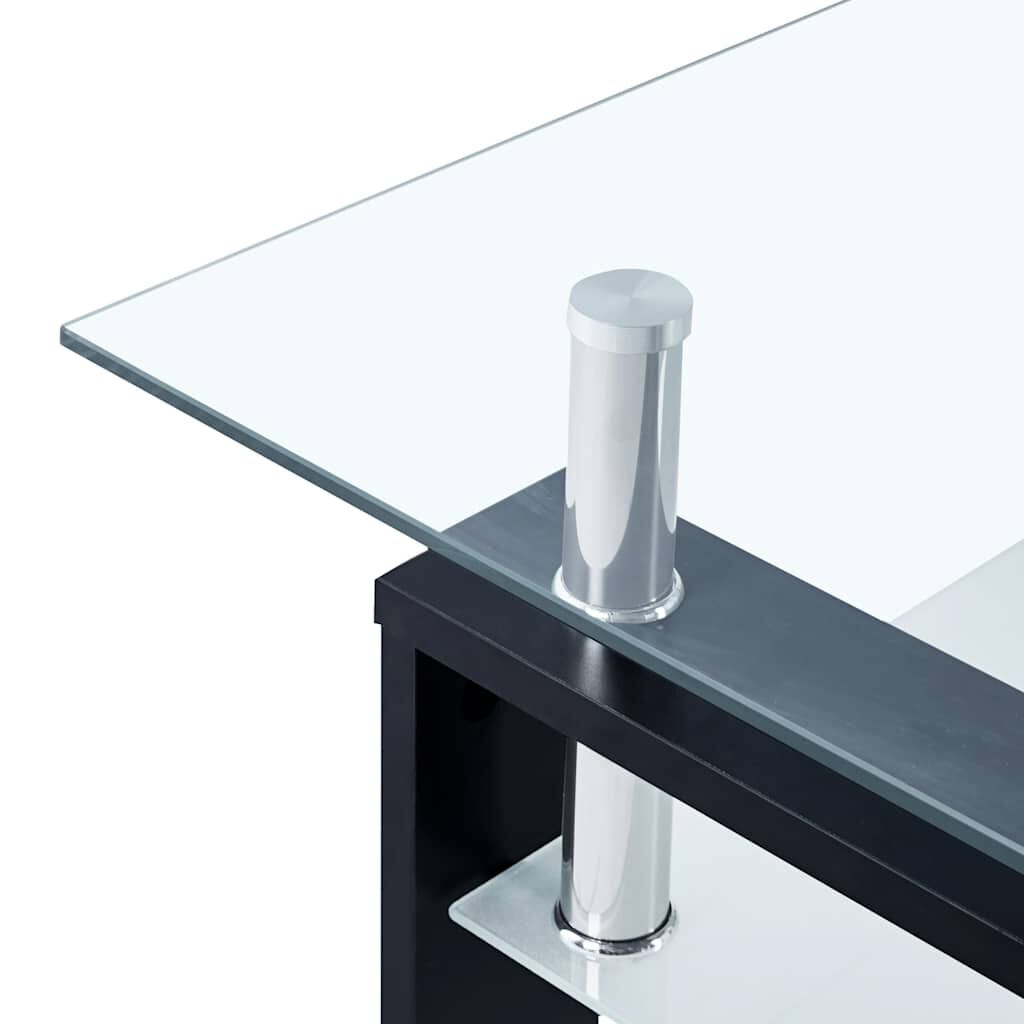 vidaXL Coffee Table Black and Transparent 95x55x40 cm Tempered Glass