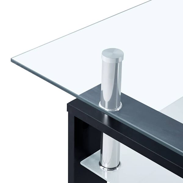 vidaXL Coffee Table Black and Transparent 95x55x40 cm Tempered Glass