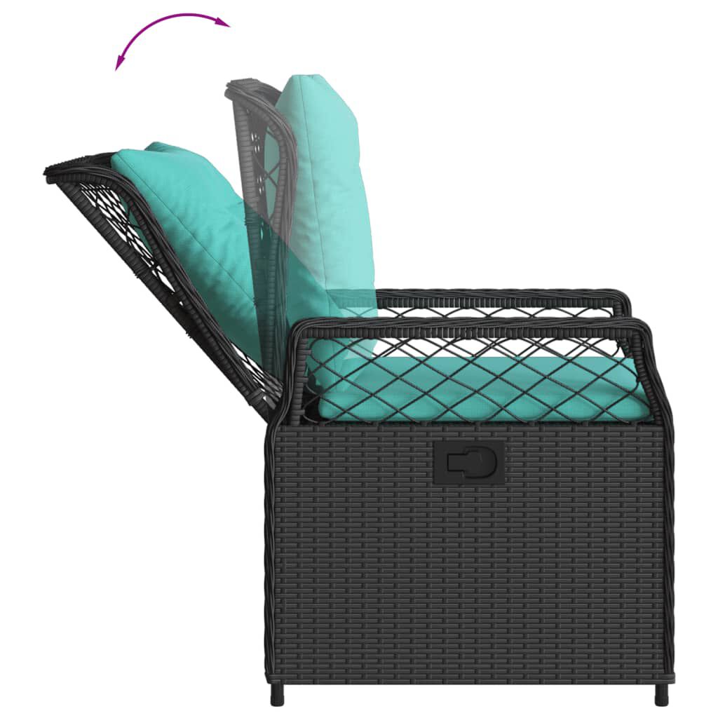 vidaXL Reclining Garden Chairs 2 pcs Black Poly Rattan