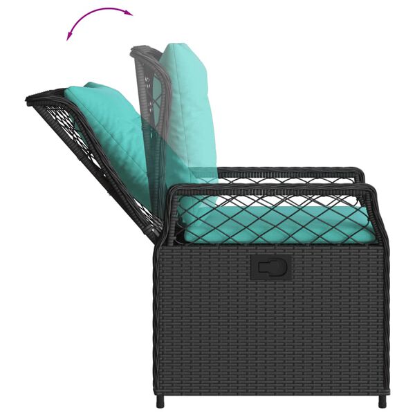 vidaXL Reclining Garden Chairs 2 pcs Black Poly Rattan