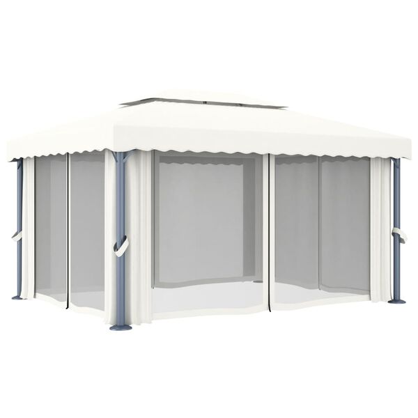 vidaXL Gazebo with Curtain 4x3 m Cream White Aluminium