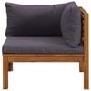 vidaXL Sectional Corner Sofa with Dark Grey Cushions Solid Acacia Wood